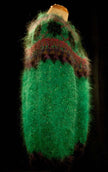 Colorful woman's Icelandic design green mohair cardigan sweater with metal buttons and nylon lining