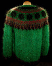 Colorful woman’s mohair cardigan sweater with Icelandic design and green pattern