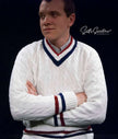 Men's retro cable-knit V-neck tennis sweater size small 100% acrylic pre-owned