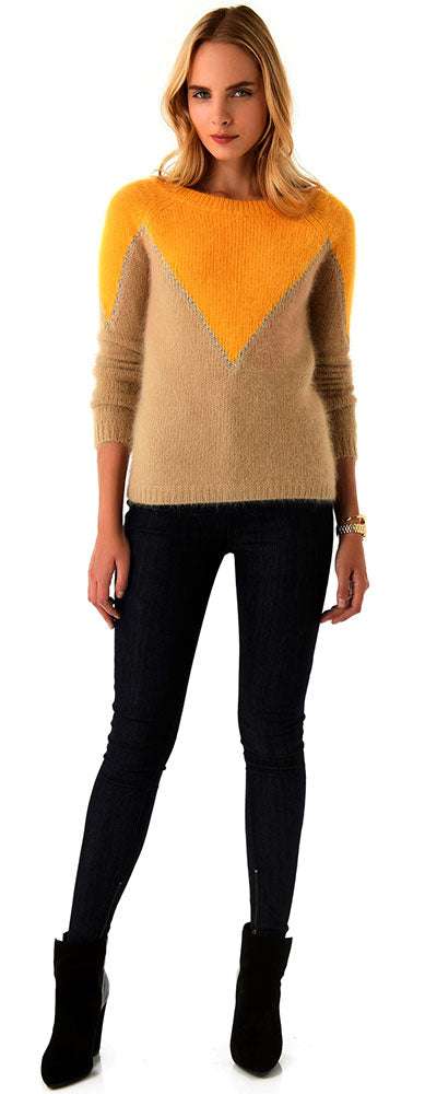 Two-tone angora sweater by Juicy Couture in soft, bold colors