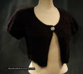 Woman's black angora shrug cardigan sweater with jeweled rhinestone button by Express