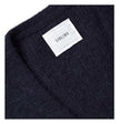 Men's navy blue mohair cardigan sweater with front pockets by Sibling London