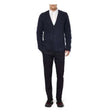Men's navy blue cardigan mohair sweater with front pockets by Sibling London