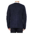 Men's navy blue mohair cardigan sweater with front pockets by Sibling London