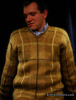 Golden retro shaggy plaid mohair V-neck sweater by Shag-a-Rac Young Breed Revere, size Small/Medium
