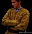 Retro shaggy plaid golden mohair V-neck sweater by Shag-a-Rac Young Breed Revere, small/medium 42-44