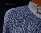 Blue and black tweed knit men's cashmere V-neck sweater by Daniel Cremieux in XL/XXL size