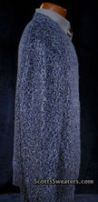 Blue, black, and white tweed knit men's cashmere V-neck sweater by Daniel Cremieux, extra-large size