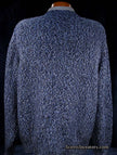 Blue and black tweed knit men's cashmere V-neck sweater by Daniel Cremieux, shown from the back