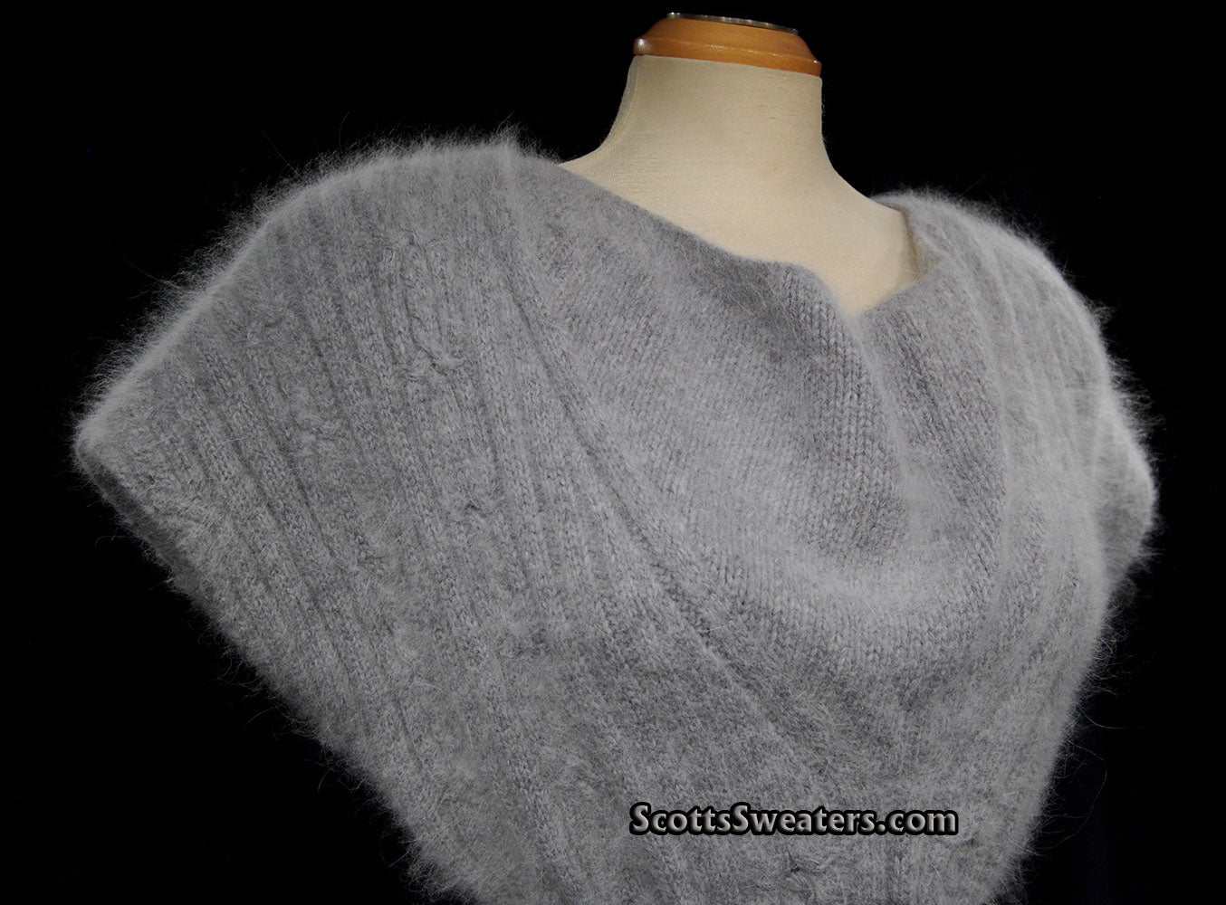 Grey angora sweaterdress in light grey with cowlneck pullover design by Willi Smith