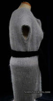 Light grey angora sweaterdress by Willi Smith with cowlneck and large size shown on mannequin