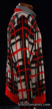 Retro Shaggy Plaid white red black mohair crewneck sweater by Towncraft Medium-Large