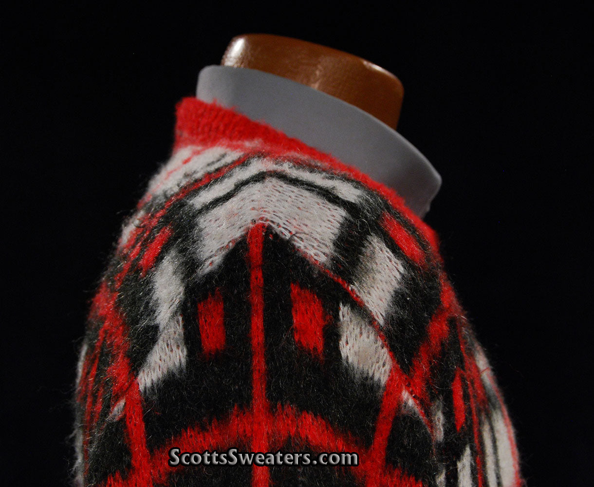 Retro Shaggy Plaid Mohair Crewneck Sweater by Towncraft (Sears)