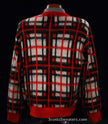 Retro shaggy plaid white red black mohair crewneck sweater by Towncraft Sears