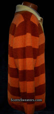 Orange and brown striped men's cashmere polo-neck sweater in XL size
