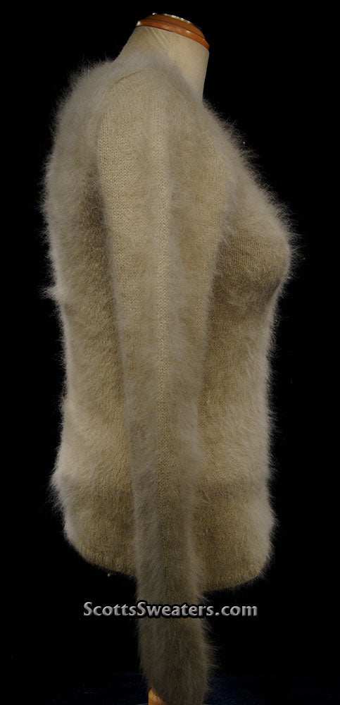 Woman's Angora Scoop Neck Sweater in muted tan with cling-fit design by Banana Republic
