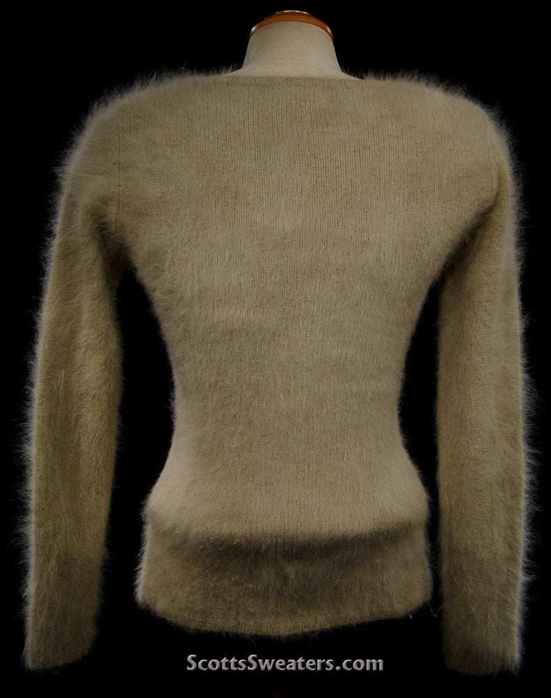 Woman's Angora Scoop Neck Sweater in muted tan cling-fit design by Banana Republic