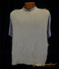 Men's ivory alpaca mohair wool sleeveless sweater vest on mannequin with blue shirt
