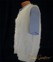 Men's ivory alpaca-mohair-wool sleeveless sweater vest on mannequin with blue shirt