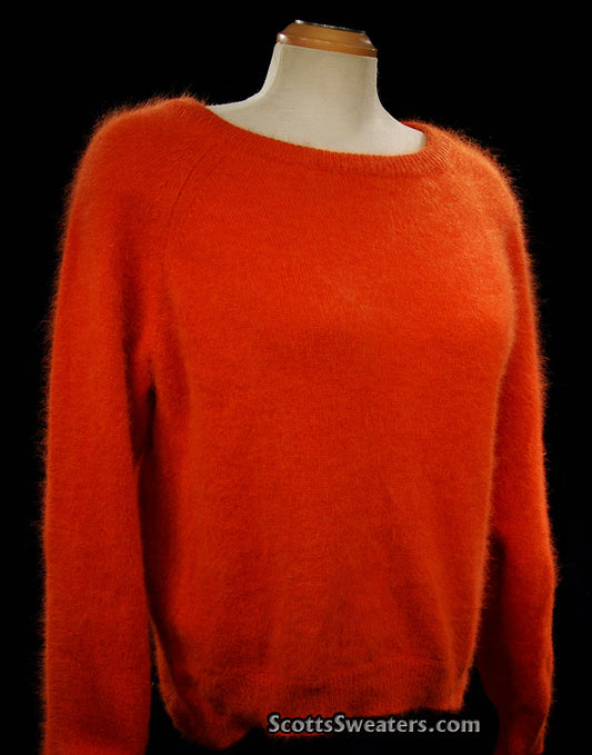 Woman's Orange Jewel-neck Angora Sweater by H&M