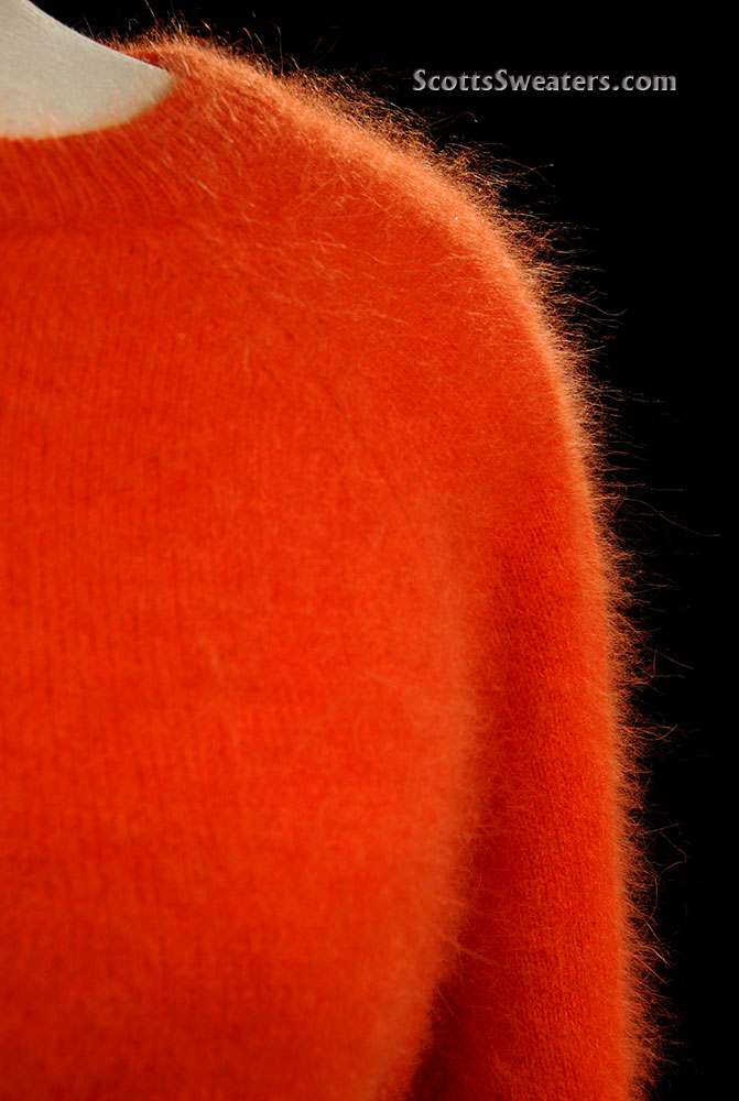 Woman's orange jewel-neck soft fuzzy angora sweater by H&M size medium