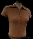 Beige woman's short-sleeve polo-neck angora sweater with 3/4 button front by J.Crew on mannequin