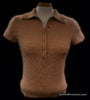 Beige woman's short-sleeve polo-neck angora sweater with 3/4 button front by J.Crew