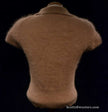 Beige woman's short-sleeve polo-neck angora sweater by J.Crew with 3/4 button front and cling fit design