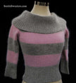 Girl's pink and grey striped angora cowlneck sweater by bebe in small size