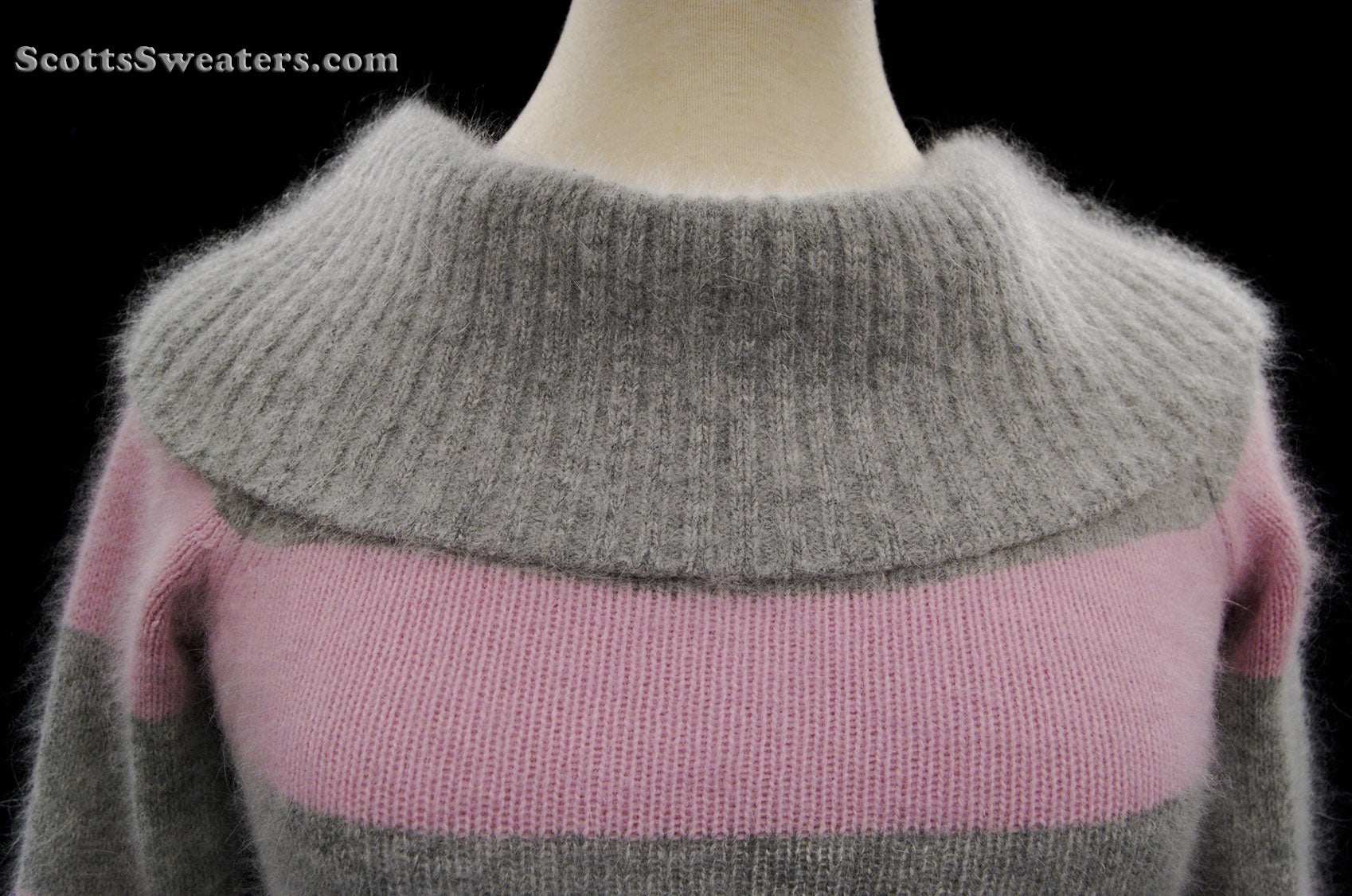 Girl's pink and grey striped angora cowlneck sweater by bebe in small size