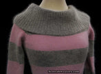 Girl's small pink and grey striped angora cowlneck sweater by bebe