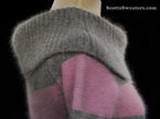 Girl's small pink and grey striped angora cowlneck sweater by bebe