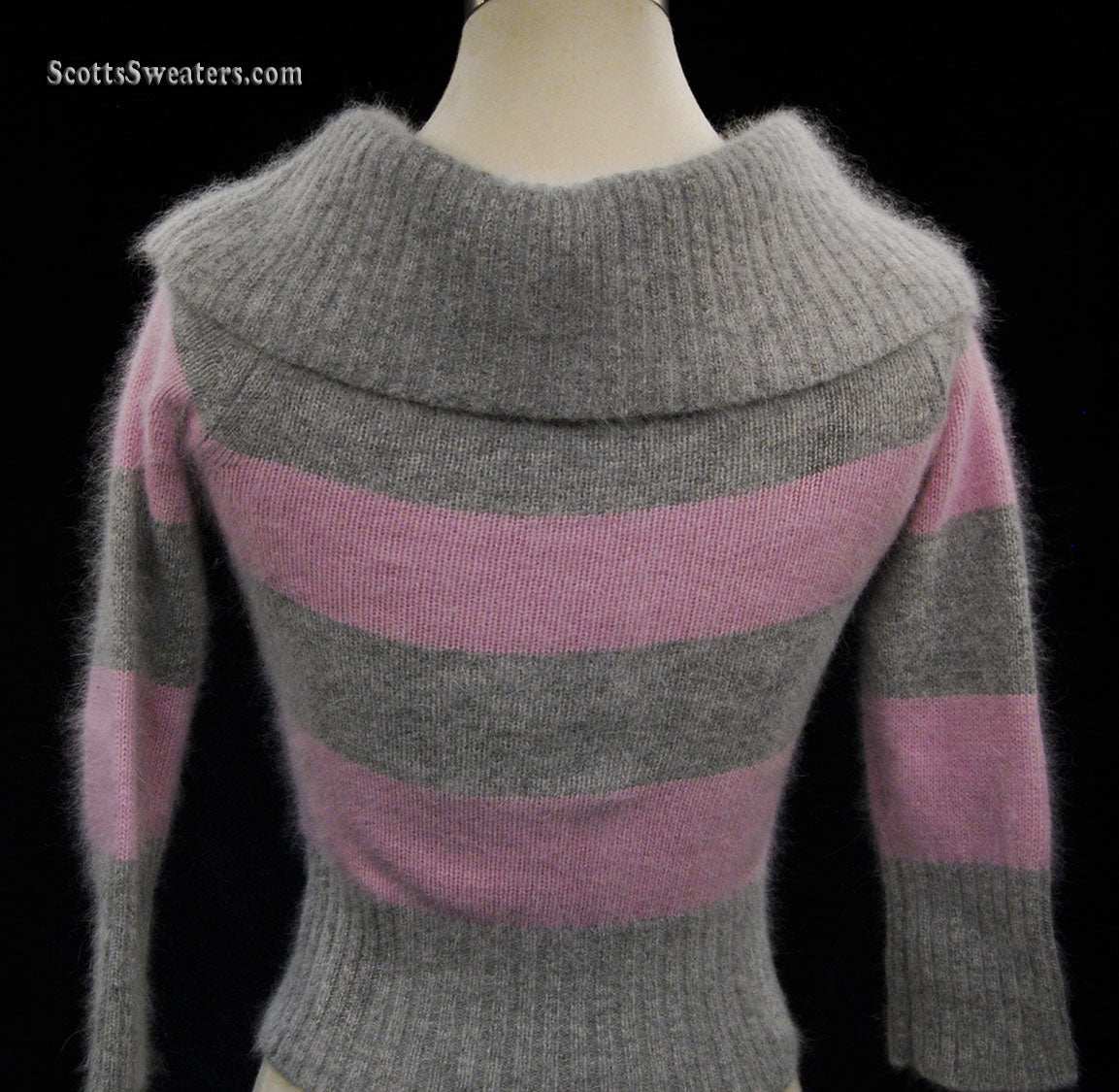 Girl's Pink & Grey Striped Cowlneck Sweater by bebe