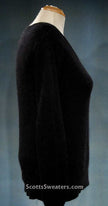 Black woman's angora scoop neck sweater by Moda Intl, size X-Small
