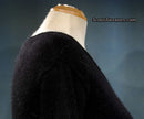 Black woman's angora scoop neck sweater by Moda Intl on mannequin, size X-Small