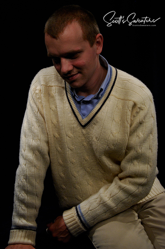 Tennis Sweater Retro by Clansman Cable Knit Ivory