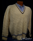 Tennis Sweater Retro by Clansman Cable Knit Ivory