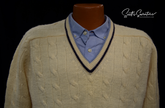 Tennis Sweater Retro by Clansman Cable Knit Ivory