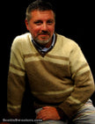 Retro classic original tri-tone beige tan brown mohair V-neck sweater by Hamburgers Menswear of Baltimore