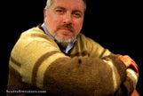 Retro classic original two-tone beige tan brown mohair V-neck sweater by Hamburgers Menswear Baltimore medium-large