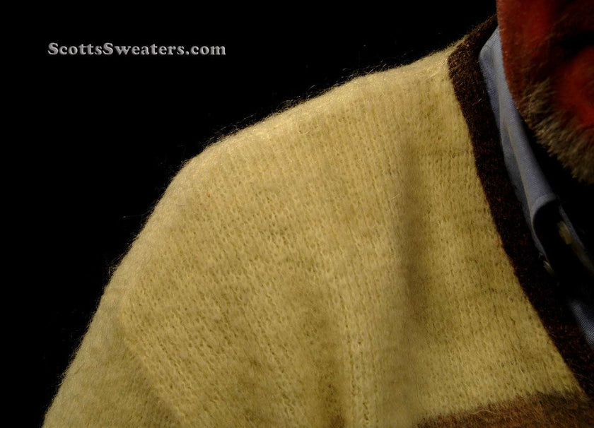 Retro Classic Original two-tone beige tan brown mohair V-neck sweater by Hamburgers Menswear Baltimore medium-large