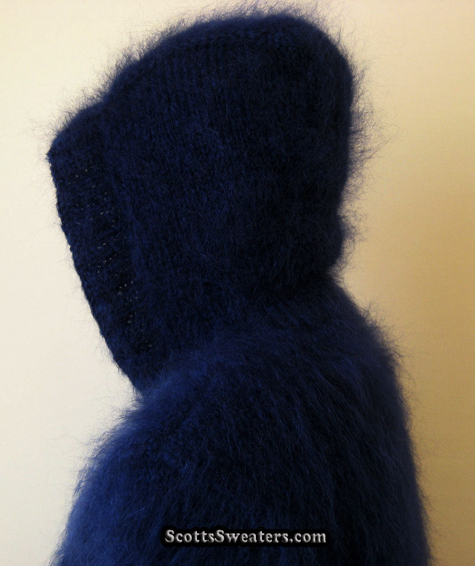 Handgestrickte Mohair-Hoodie-Cardigan-Pullover für Herren