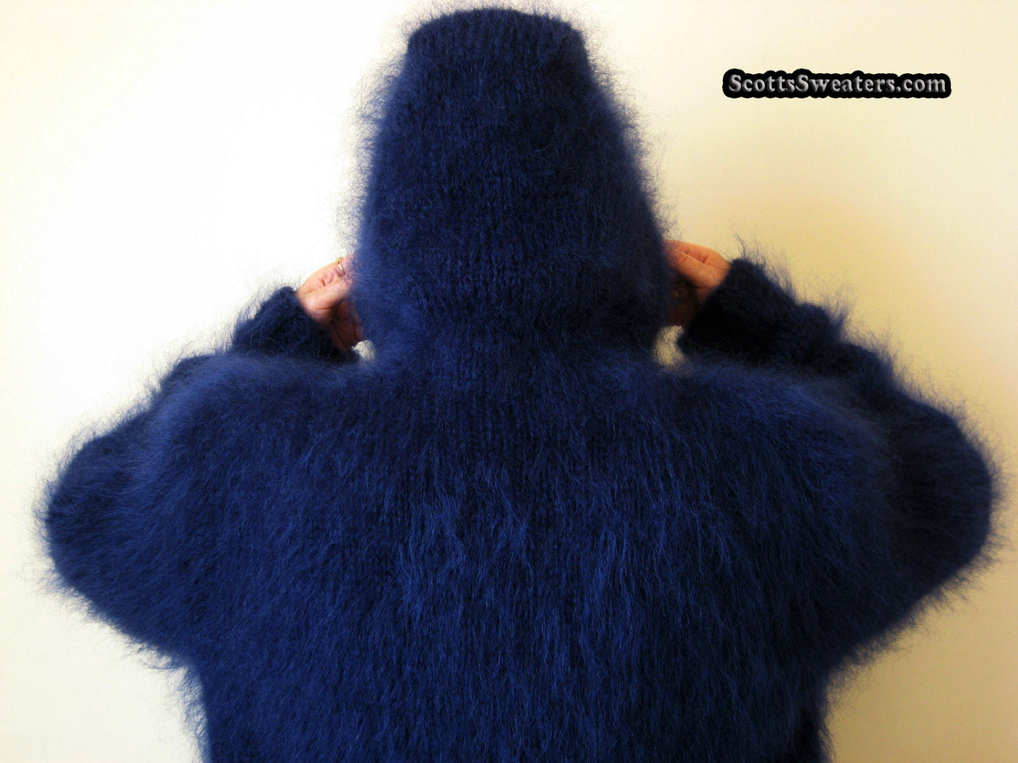 Handgestrickte Mohair-Hoodie-Cardigan-Pullover für Herren