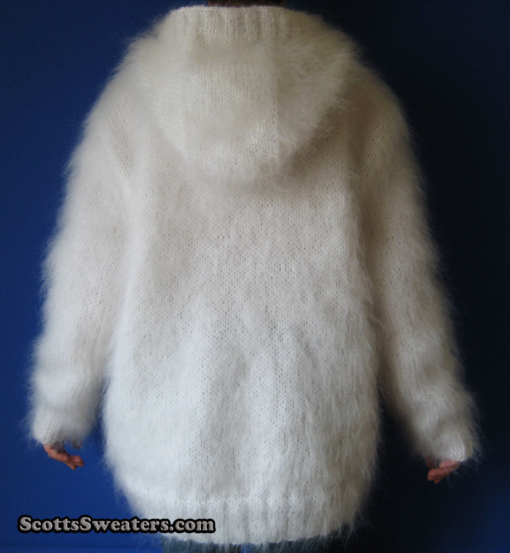 Handgestrickte Mohair-Hoodie-Cardigan-Pullover für Herren