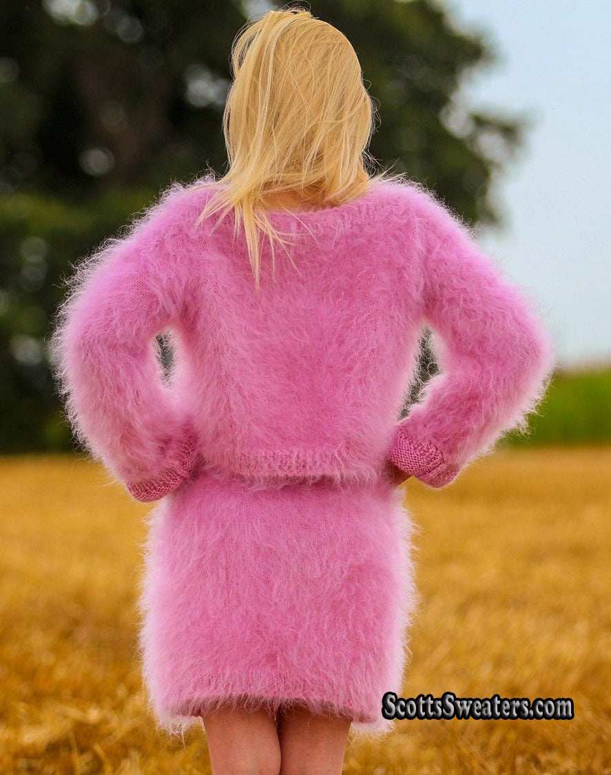 Woman's Two-Piece Fuzzy Mohair Sweater & Skirt