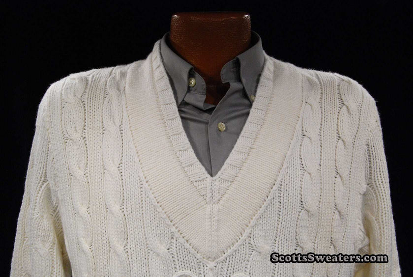 Tennis style men's cashmere sweater