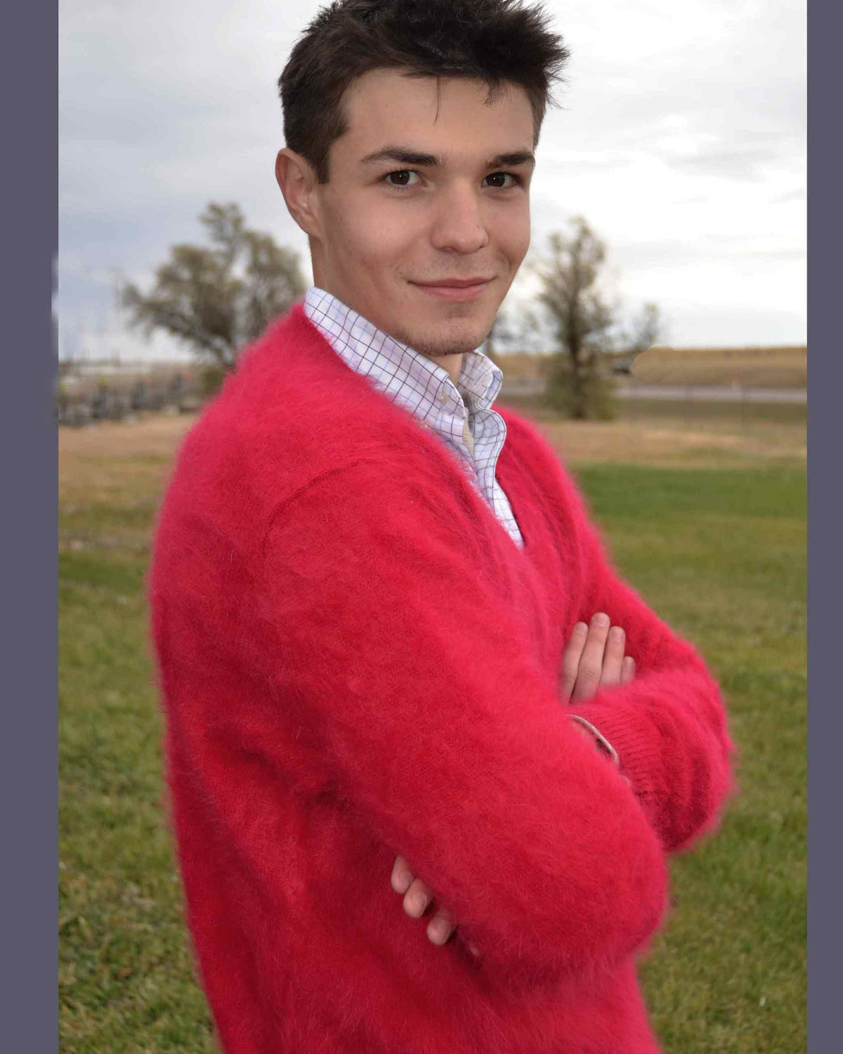 Men's Ultra-Soft Angora V-Neck Sweater