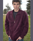 Men's ultra-soft angora zipper-front cardigan sweater in light gray, luxury knitwear for men