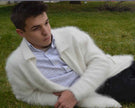 Men's Ultra-Soft Angora zipper-front cardigan sweater in soft knitwear, designed for comfort and style
