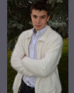 Men's Ultra-Soft Angora zipper-front cardigan sweater in soft knitwear for luxury and comfort